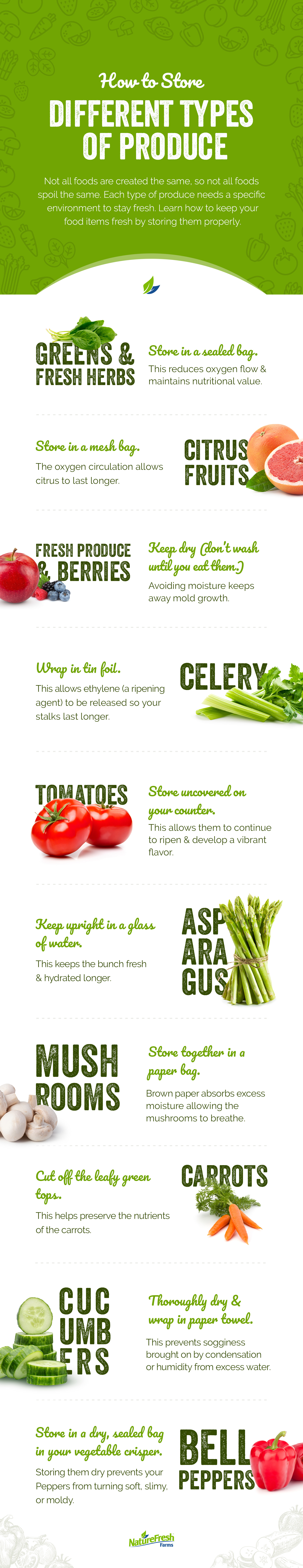 How to store different types of produce