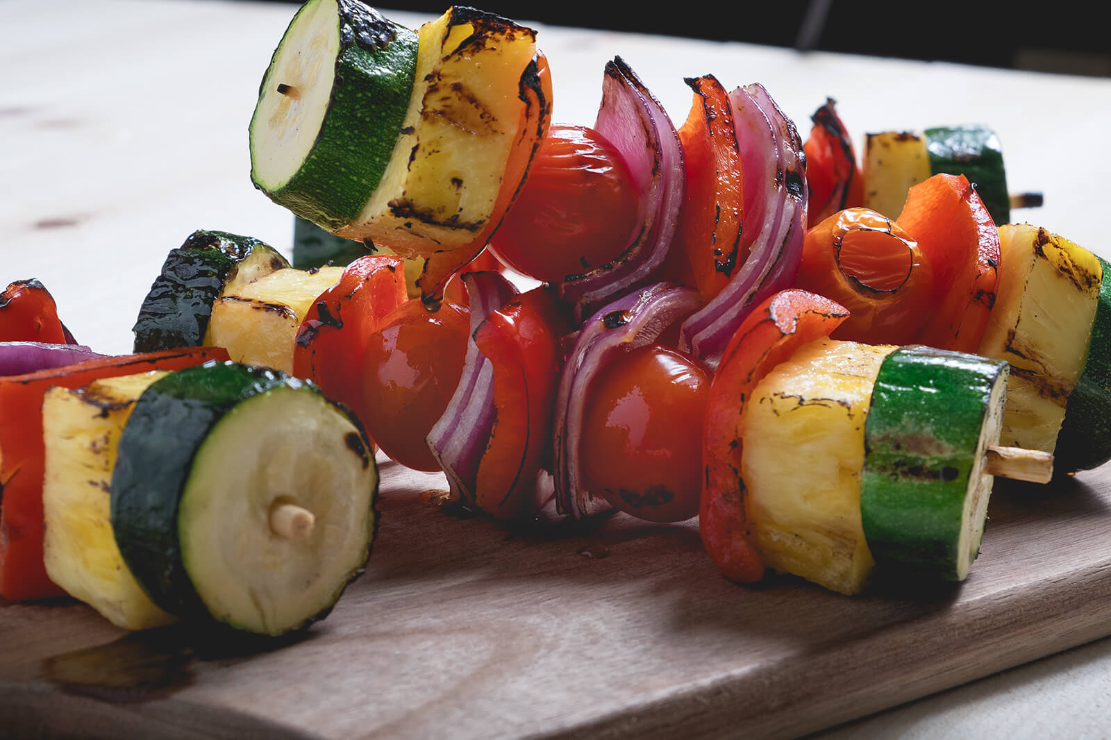 Add some excitement to traditional fruit and veggies, get them seasoned and sizzling on the grill! These colourful kabobs are a guaranteed hit.
