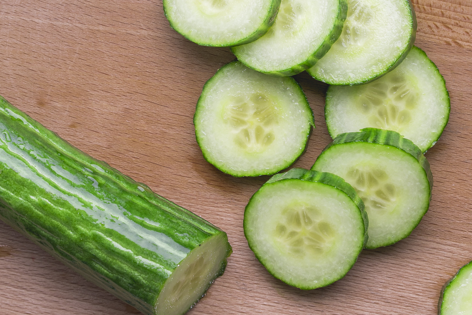 Cut Cucumbers on a table