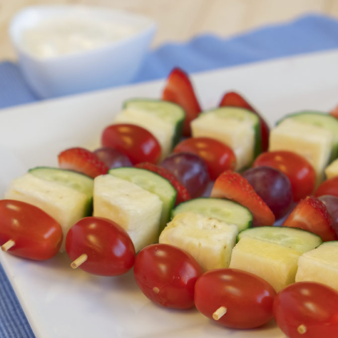Fresh fruits and veggies on a stick? Simple, yet delicious.