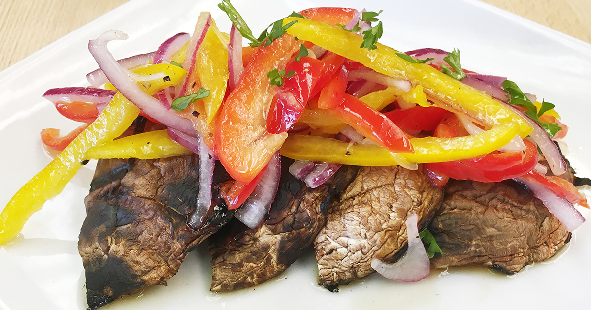 Grilled Portobello with Marinated Bell Peppers Nature Fresh Farms