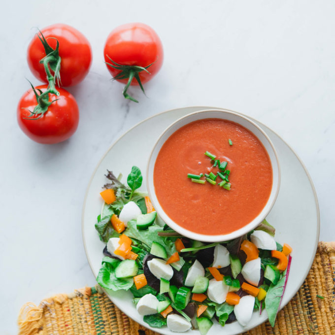 Tomato Basil Soup with Side Salad