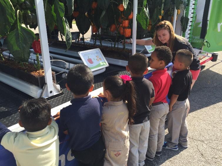 kids learning about the portable greenhouse